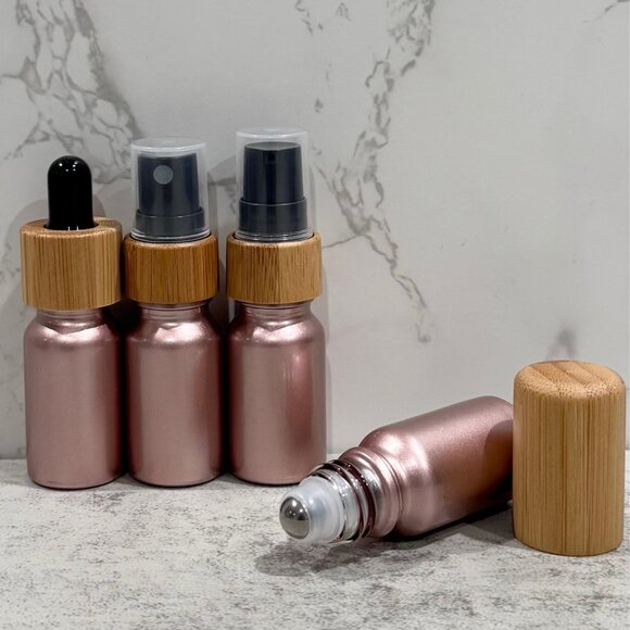 Variety Set ~ 10mL Rose Metallic Essential Oil Bottles ~ Set of 4 - Picture 1 of 1